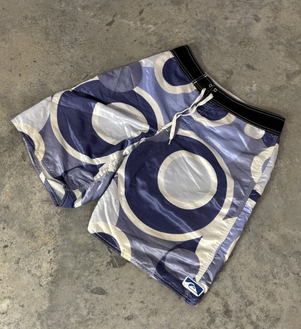 Quicksilver Vintage Y2K Board Shorts Rare Circle Design Men 32 Made In USA